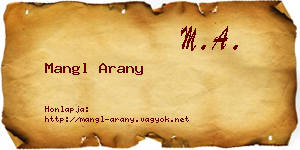 Mangl Arany névjegykártya